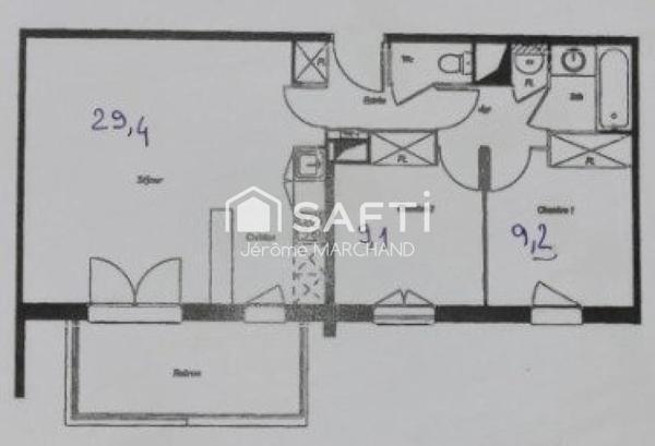 Appartement T3 résidence sécurisée + 2 parkings