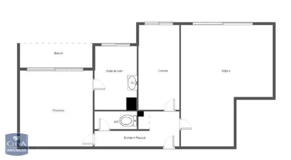 Appartement à louer 2 pièces 43.9m²