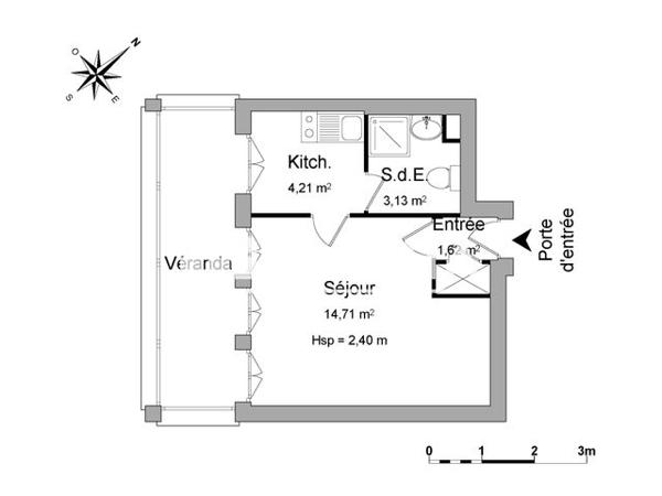 Location Studio 23.67 m² - 28 COURS DE BILBAO Rennes 35200