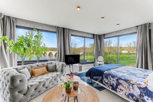 Villa contemporaine T7 première ligne du Tarn, avec piscine, ponton privé, garage