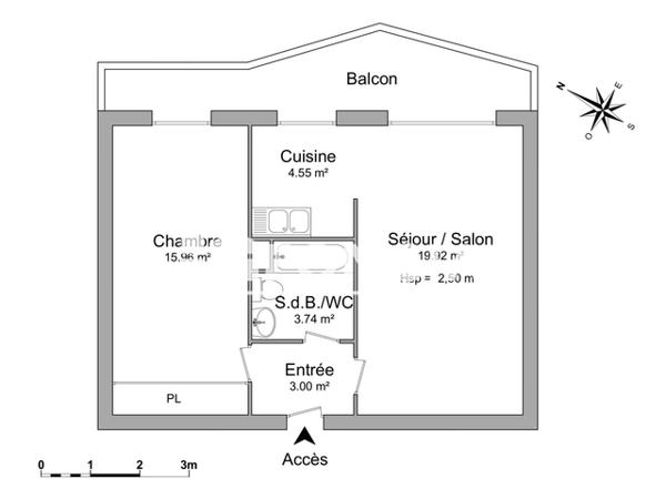 Location Appartement 2 pièces 47.17 m² - 1 ALLEE PHILIPPE DE CHAMPAIGNE Merignac 33700