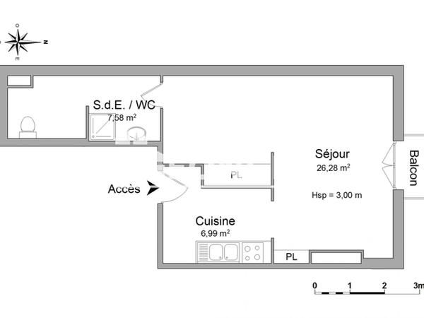 Location Studio 40.85 m² - 30 32 RUE BRESSIGNY Angers 49100