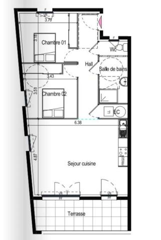 Appartement 3 pièces de 70 m² à Elne (66200)