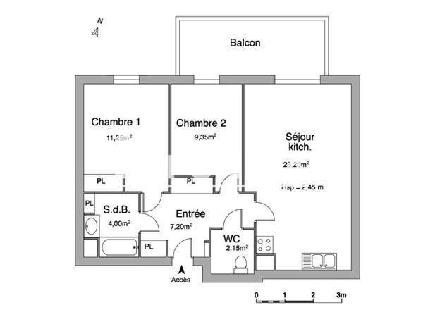 Location Appartement 3 pièces 57.15 m² - ON LINE Bât B 41 - 175 RUE RAIMON DE TRENCAVEL Montpellier 34070
