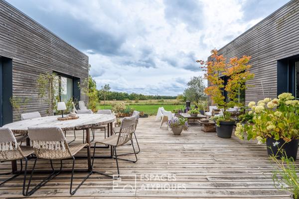Maison contemporaine de plain-pied avec gîte indépendant