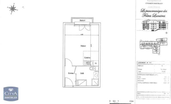 Appartement à louer 1 pièce 27.41m²