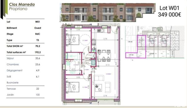 Appartement à vendre 3 pièces 70 m² Propriano