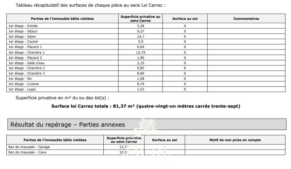 Appartement 81 m² traversant avec 3 chambres et un garage privatif Détails des diagnostics énergétiques