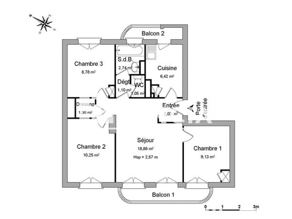 Location Appartement 4 pièces 61.65 m² - 56 RUE DE L'ORANGERIE Toulon 83200