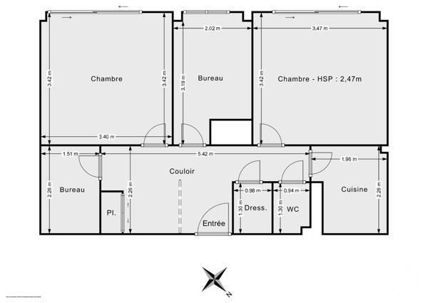 Appartement F3 à vendre  3 pièces - 50 m2 PARIS - 75011