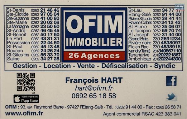 Bel appartement T2 Résidence Les Sirènes 1 avec magnifique vue mer et montagne au centre ville dans la Rue de l'Eglise en dessous du Lycée des Avirons.