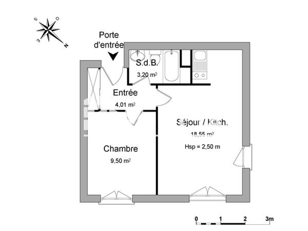 Location Appartement 2 pièces 35.26 m² - 93-99 RUE CHARLES LEGENDRE - BAT C Limoges 87000
