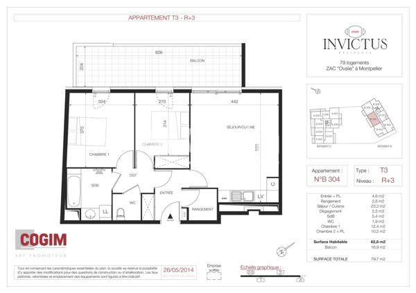 Appartement · Location Montpellier (34070) 3 pièces · 63m²