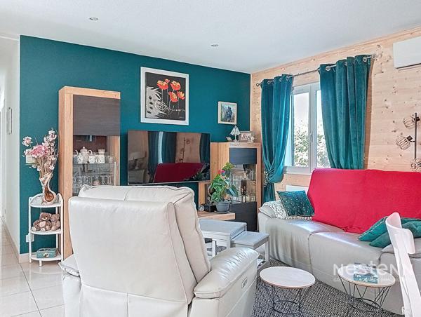 Maison 3 faces à vendre à Saint Genis des Fontaines - plain pied-- 84 m²- 3 chambres, jardin et terrasse