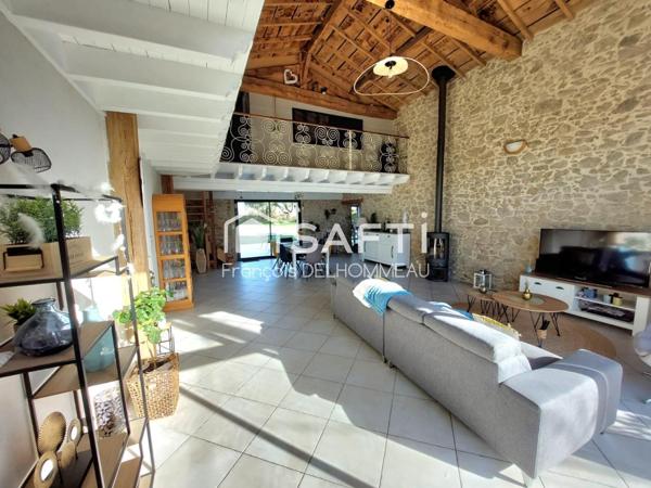 Grange rénovée, 4 chambres, piscine, beau terrain... idéal pour famille ou projet gîte