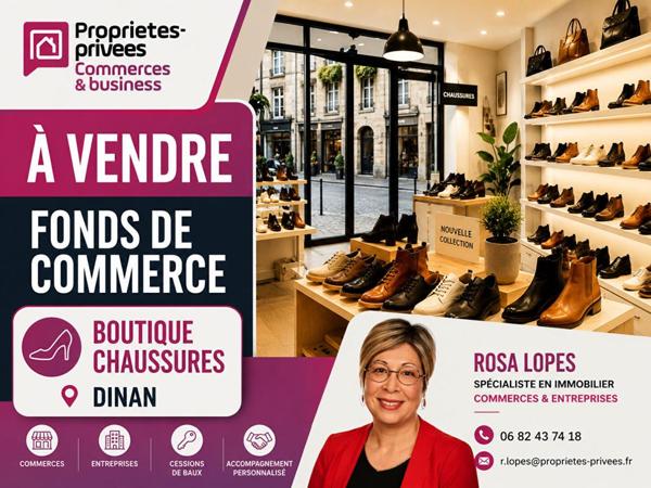 COTES D'ARMOR 22100 DINAN  - FONDS DE COMMERCE BOUTIQUE PRET A PORTER CHAUSSURES 35M2
