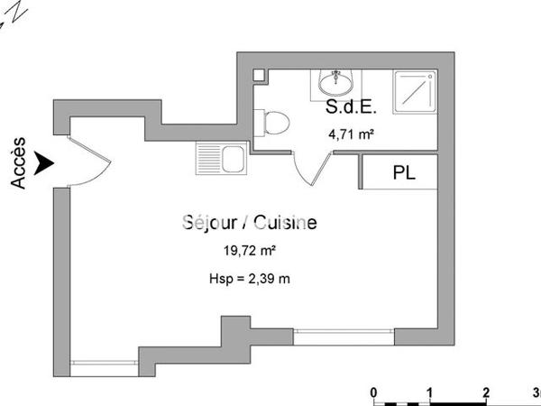 Location Studio 24.43 m² - 33 RUE CHARLES SADOUL Nancy 54000