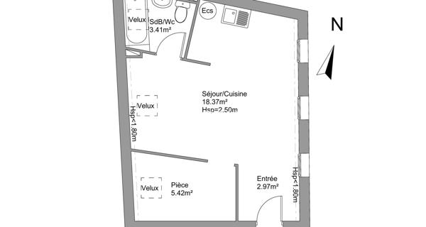 Location Studio meublé 30.17 m² - Herblay-sur-seine 95220