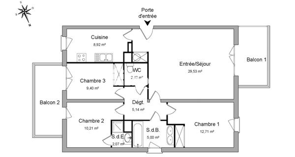 Location Appartement 4 pièces 85.38 m² - Toulouse 31200