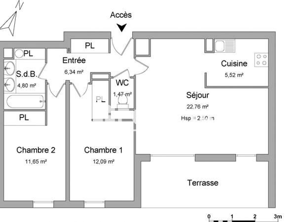 Location Appartement 3 pièces 64.63 m² - 78 BIS AVENUE JEAN JAURES Nimes 30000