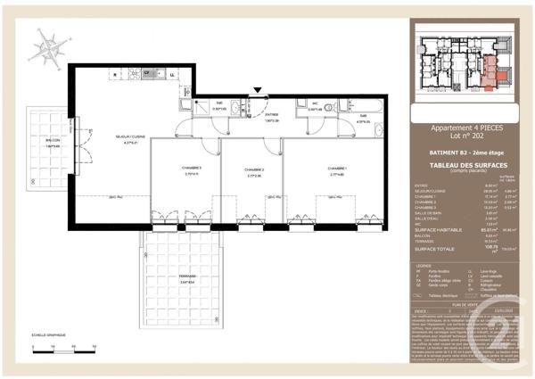 Appartement T4 à vendre  4 pièces - 108,80 m2 ARCACHON - 33