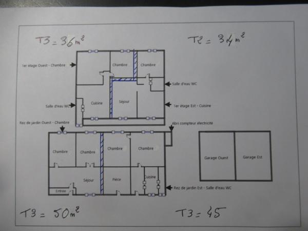 Maison de 165 m2 constituée par 4 appartements sur un terrain de 502 m2 en pleine propriete secteur recherché