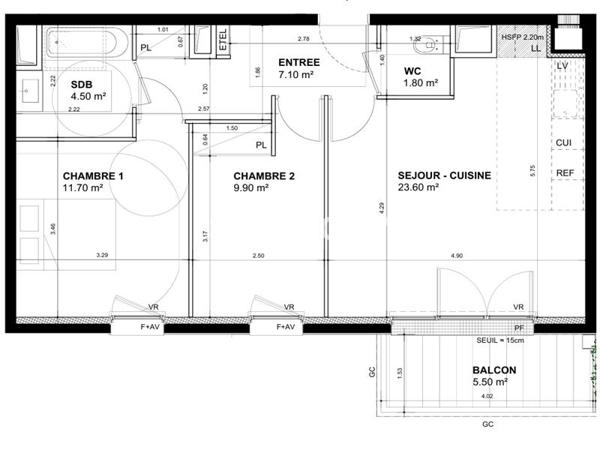 Appartement 3 pièces - 60 m² Bien prestige