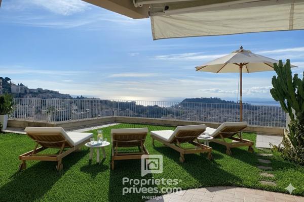 NICE MONT BORON Vue mer exceptionnelle, Appartement 3 pièces avec jardin