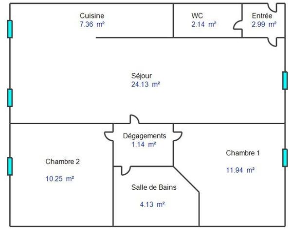 Saint Maurice De Lignon 43200 appartement type T3 de 64 m² 2 chambres