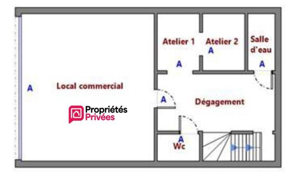 Immeuble de 94 m² avec commerce et logement 3 pièces et 2 chambres