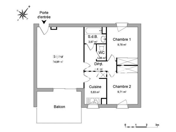 Location Appartement 3 pièces 58.99 m² - 2 RUE PEIRE CARDENAL Carcassonne 11000