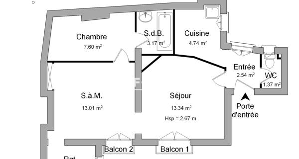 Location Appartement 2 pièces 49.01 m² - Paris 75009