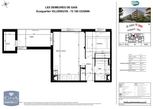Appartement à louer 2 pièces 48.1m² Cognin (73160)