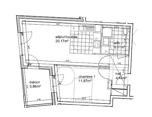 Appartement Metz 41.45 m²