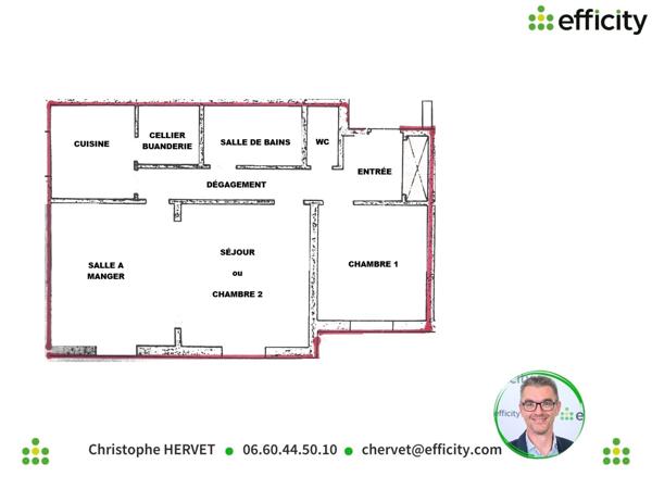 Appartement 3 pièces - 65 m² Exclusivité efficity