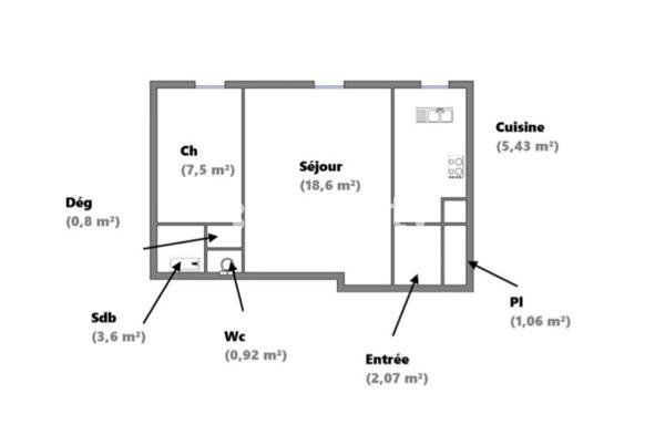Appartement 2 pièces - 40 m²