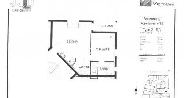 À vendre Appartement 2 pièces 40 m² - Saint-savin 33920