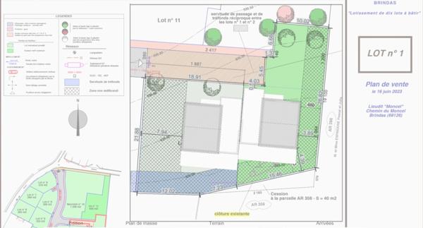 Terrain borné et viabilisé de 459m² à vendre BRINDAS (69)