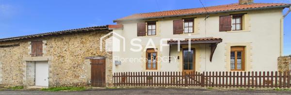 Charmante maison au calme, entre Le Dorat et Bellac, avec beau terrain et dépendances.