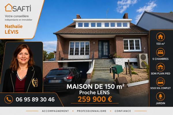 Grande  famille : cette maison semi plain pied sur un sous sol complet offre 5 chambres et 2 salles de bains