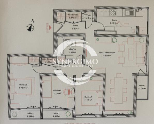 Mérignac (33700) Appartement T4 87 m² - parc de Bourran