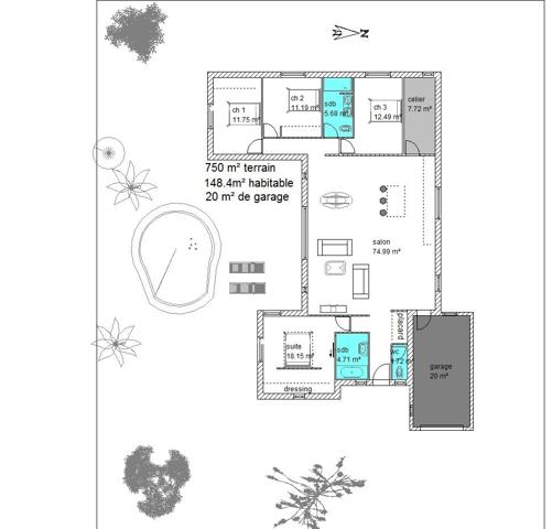 Maison de Plain-Pied Moderne à construire