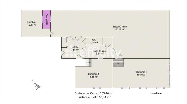 Appartement 3 pièces - 105 m² Exclusivité efficity