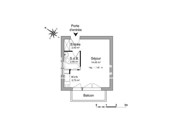 Location Studio 22.13 m² - 57 RUE PERMENTADE Bordeaux 33000