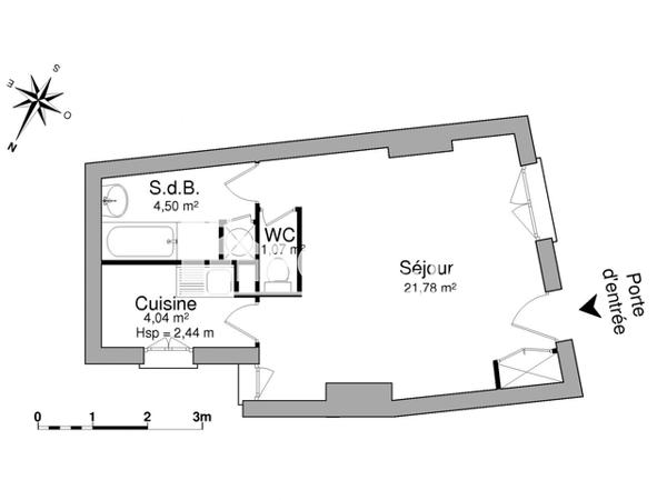 Location Studio 31.39 m² - 48 RUE BOUQUIERE Bordeaux 33000