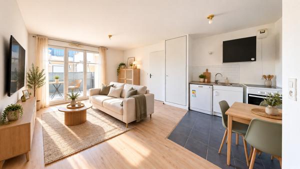 Appartement Vaureal F2 de 40 m2 avec balcon et 1 place de parking en sous sol.