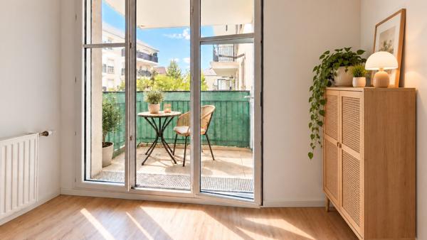 Appartement Vaureal F2 de 40 m2 avec balcon et 1 place de parking en sous sol.