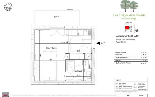 Appartement à vendre    1 pièce • 31,40 m2 Quend