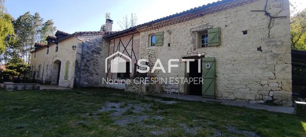 Montaigu-de-Quercy Propriété composée d'une maison et 2 gîtes attenants – Terrain de +8 000 m² avec piscine et cours d'eau