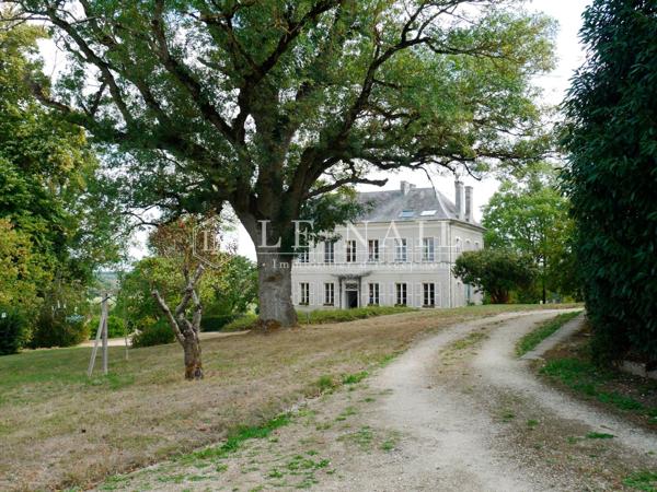 En Berry, beau château néoclassique dominant un parc à l’anglaise avec étang et gîte